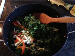 Frying Kale and Cabbage