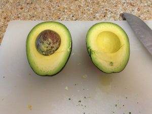 Avocado cut in half