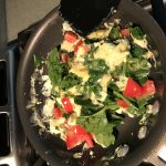 Gently scramble the egg and spinach mixture