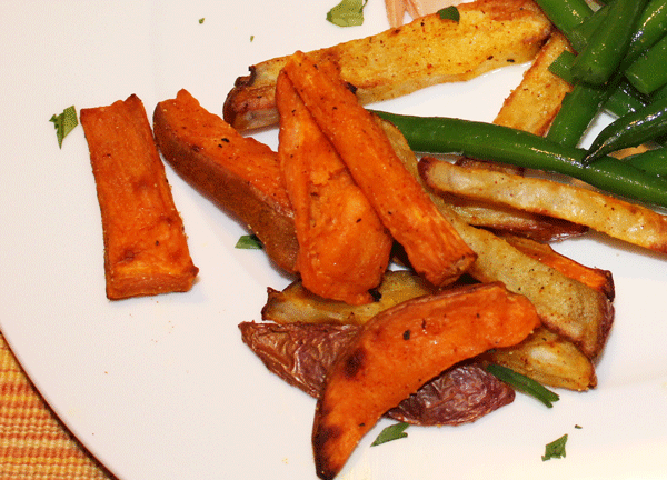 Air Fried White and Sweet Potatoes