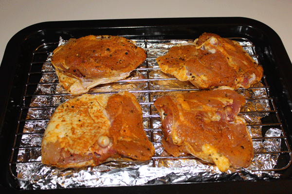 chicken on roasting rack skin side down