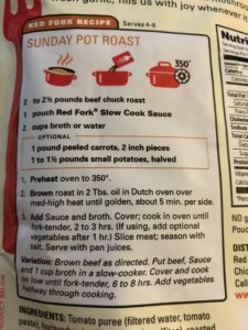Photo of Red Fork Pot Roast Sauce Package Directions