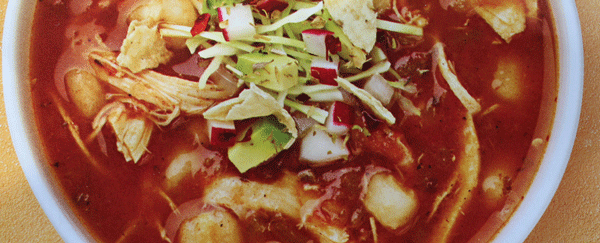 Bowl of mexican pozole